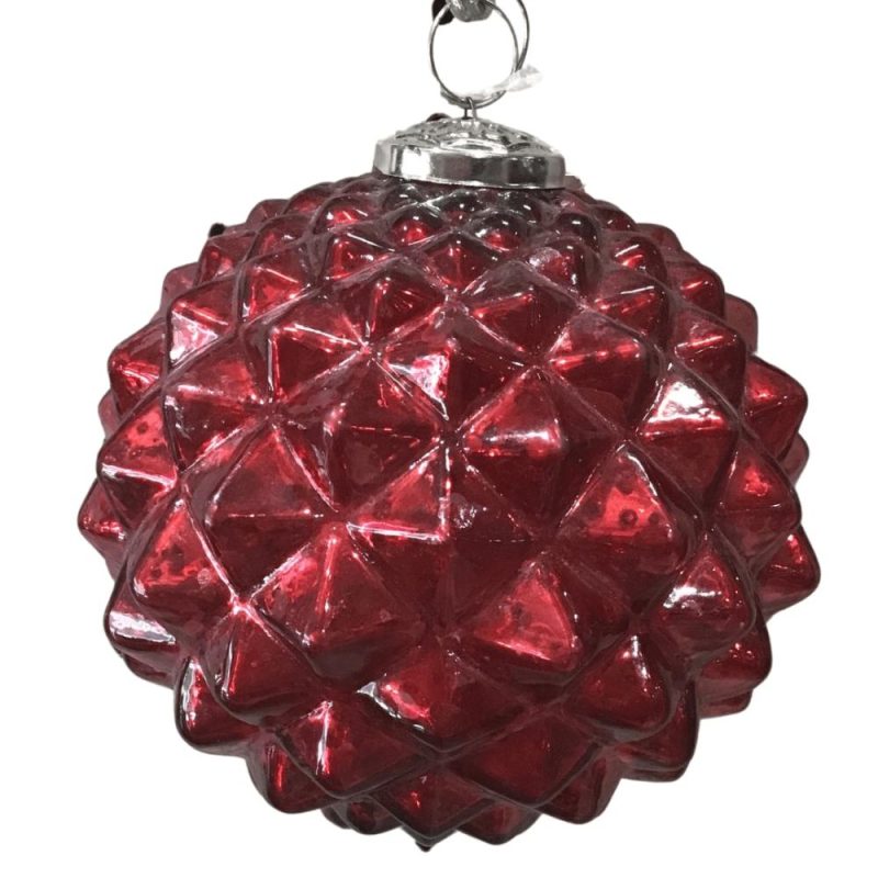 Christmas Tree Décor |  130Mm Red Shiny Ball Diamond Design Ornament Christmas Décor Christmas Tree Décor