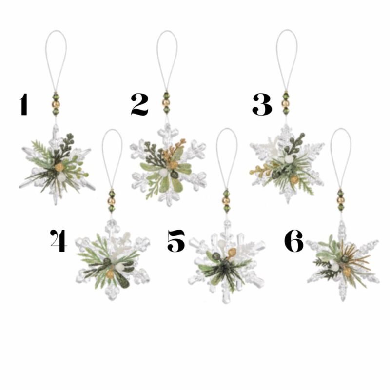 Christmas Tree Décor |  2.25" Teeny Mistletoe Sage Snowflake Ornaments (Sold Individually) Christmas Décor Christmas Tree Décor