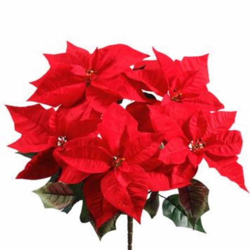 Christmas Tree Décor |  20" Majestic Velvet Poinsettia Bush Christmas Décor Christmas Tree Décor