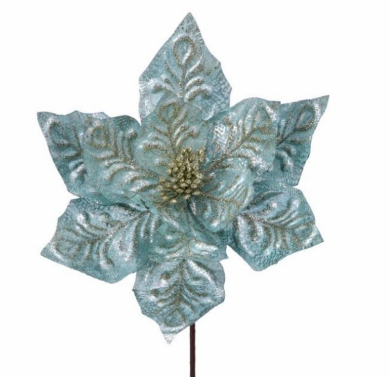 Christmas Tree Décor |  24" Glitter Trinity Poinsettia Stem Christmas Décor Christmas Tree Décor