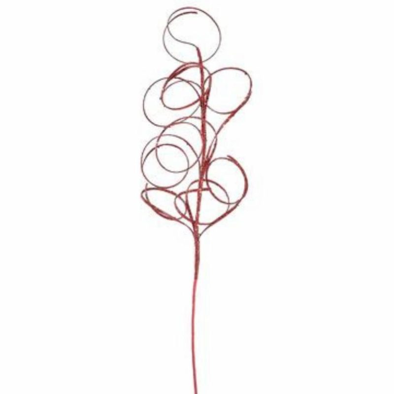 Christmas Tree Décor |  29.5" Glittered Swirl Grass Spray Red Christmas Décor Christmas Tree Décor