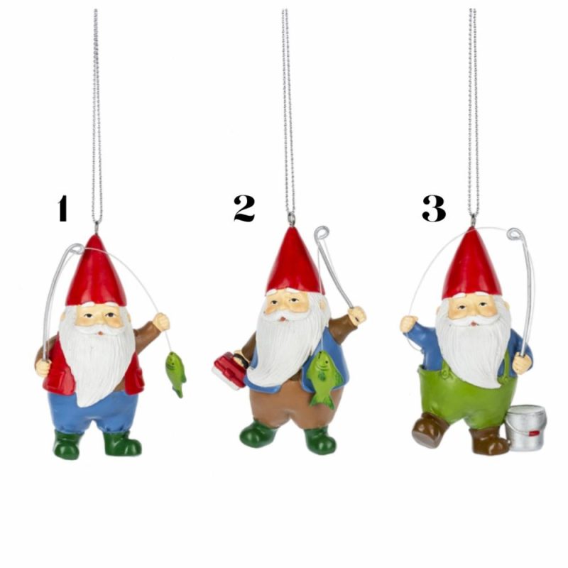 Christmas Tree Décor |  3.5"H Gnome Fishing Ornament (Sold Individually) Christmas Décor Brown Pant Gnome