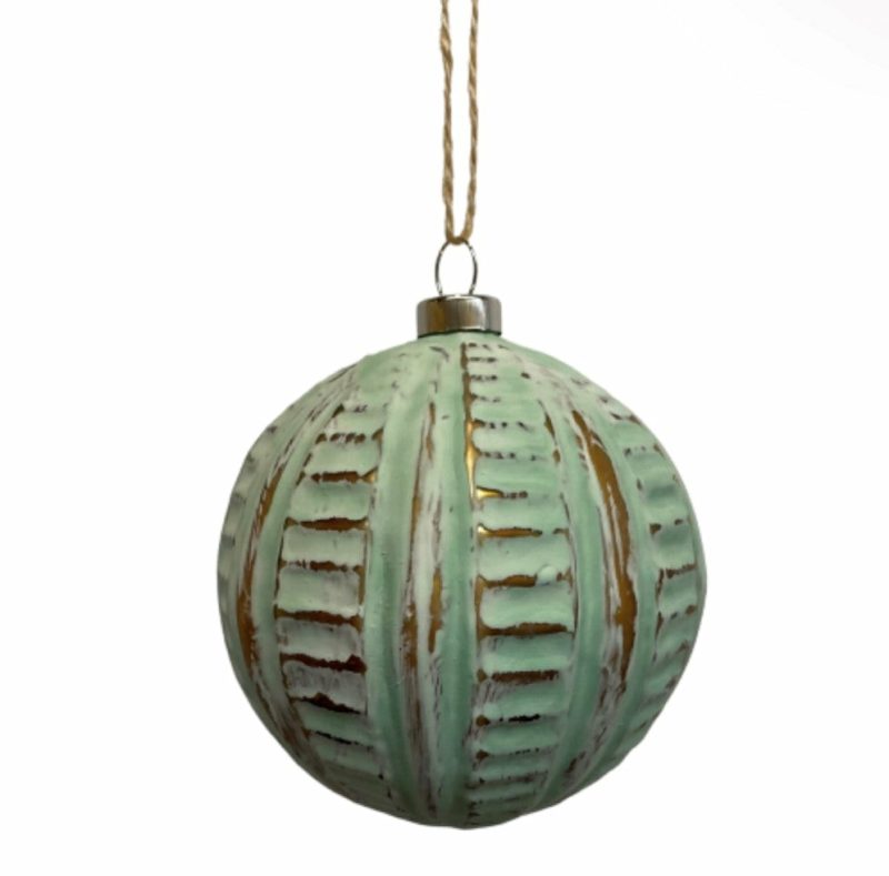 Christmas Tree Décor |  3.75" Glass Farmhouse Ball Ornament-Teal Christmas Décor Christmas Tree Décor