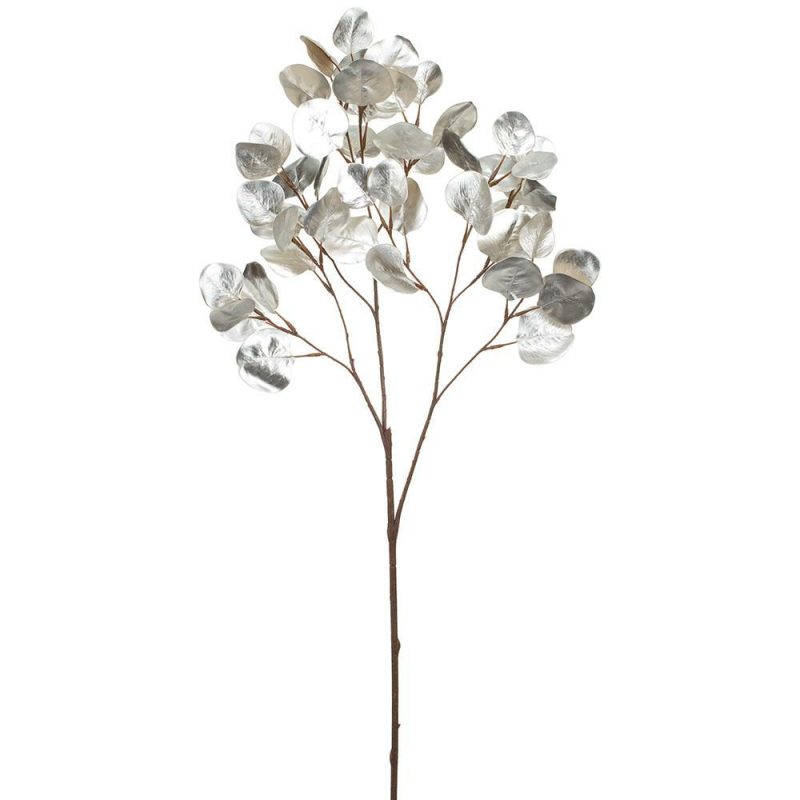 Christmas Tree Décor |  36" Metallic Eucalyptus Leaf Spray (Silver) Christmas Décor Christmas Tree Décor