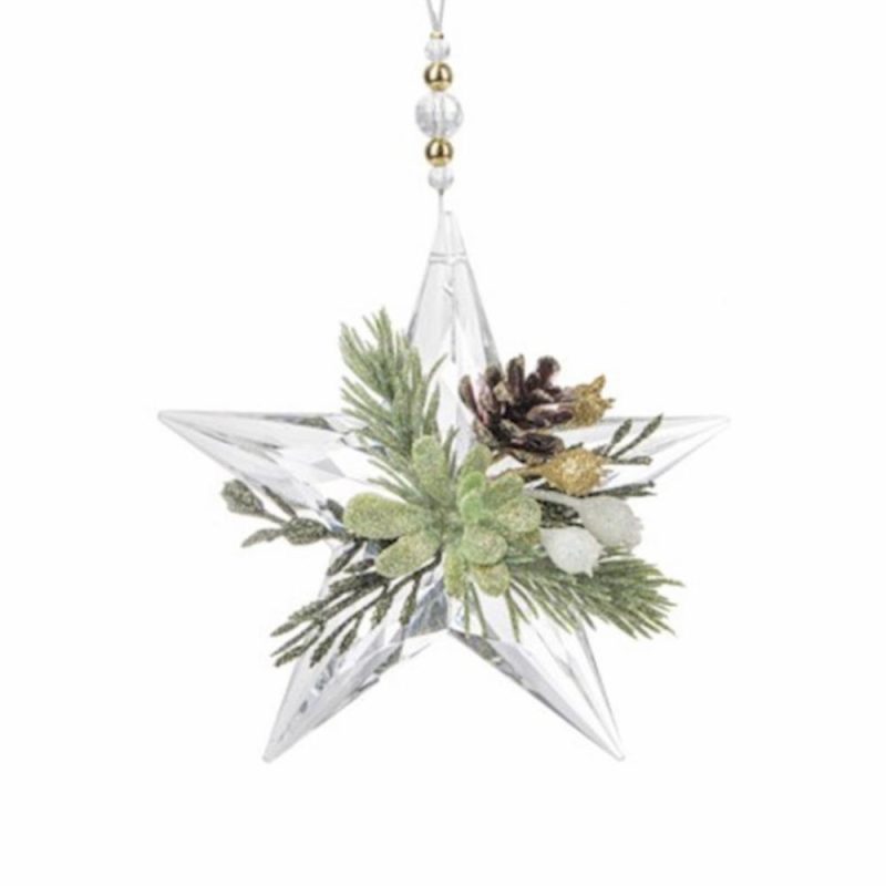 Christmas Tree Décor |  4.5"H Kissing Krystals Winter Sage Mistletoe Star Ornament Christmas Décor Christmas Tree Décor