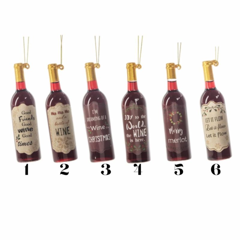 Christmas Tree Décor |  4.75"H Wine Bottle Ornaments With Label (Sold Individually) Christmas Décor Christmas Tree Décor