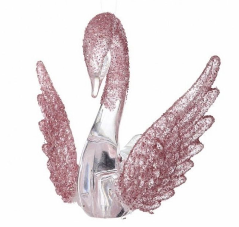 Christmas Tree Décor |  4" Acrylic Pink Glitter Swan Ornament Christmas Décor Christmas Tree Décor