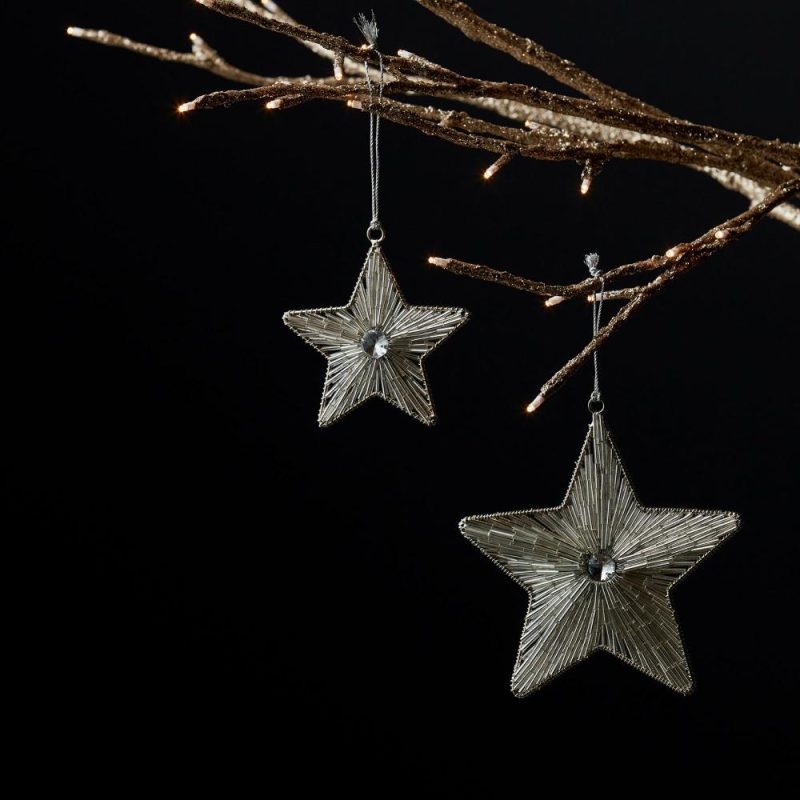 Christmas Tree Décor |  4"H Or 5.75"H Star Ornament Iron/Glass Bead Ornament (Sold Individually) Christmas Décor Christmas Tree Décor