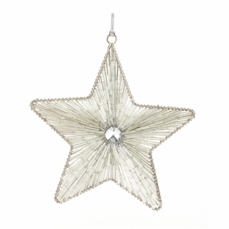 Christmas Tree Décor |  4"H Or 5.75"H Star Ornament Iron/Glass Bead Ornament (Sold Individually) Christmas Décor Christmas Tree Décor