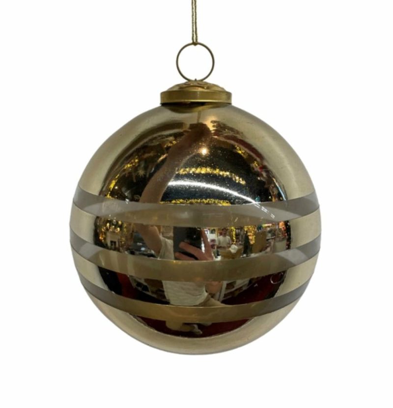 Christmas Tree Décor |  5" Glass Line Gold Ball Ornament Christmas Décor Christmas Tree Décor