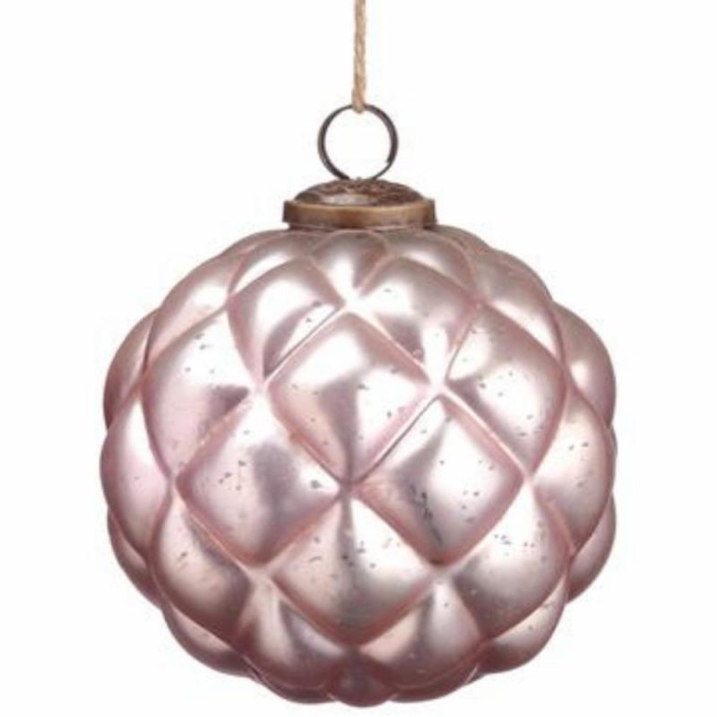 Christmas Tree Décor |  5" Quilted Pink Glass Ball Ornament Christmas Décor Christmas Tree Décor