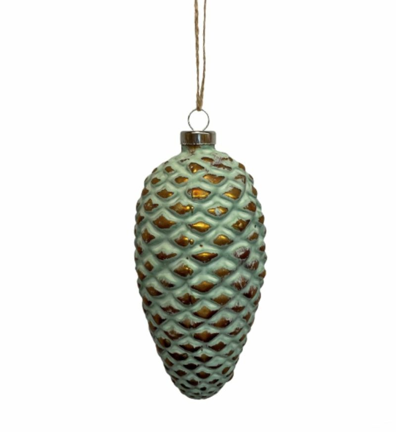 Christmas Tree Décor |  6.75" Glass Farmhouse Pinecone Ornament-Teal Christmas Décor Christmas Tree Décor