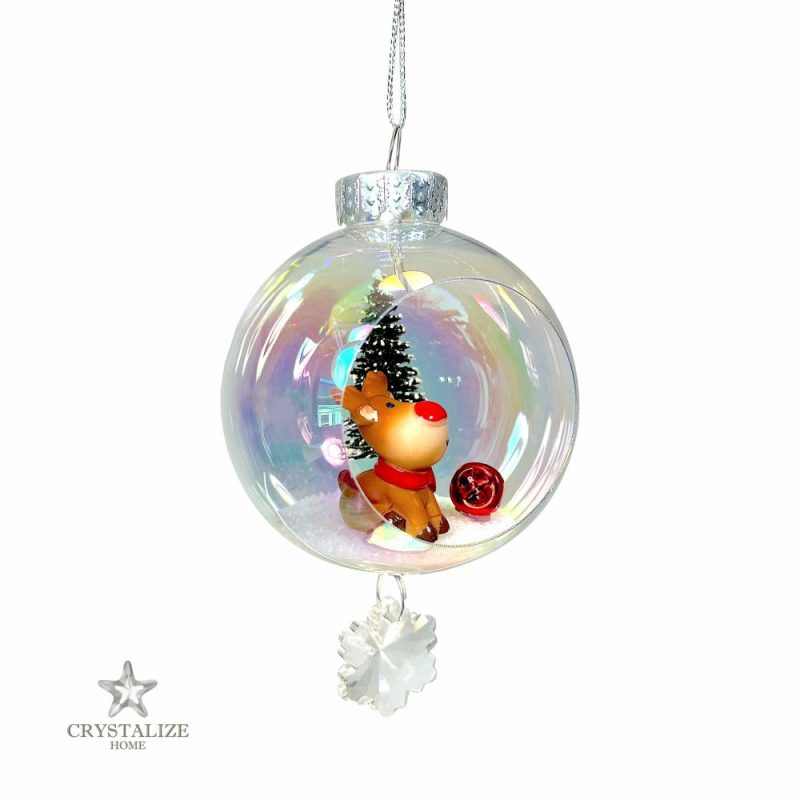 Christmas Tree Décor |  Chubby Reindeer Plastic Ornament With Magnetic Crystal 3" X 7" Christmas Décor Christmas Tree Décor