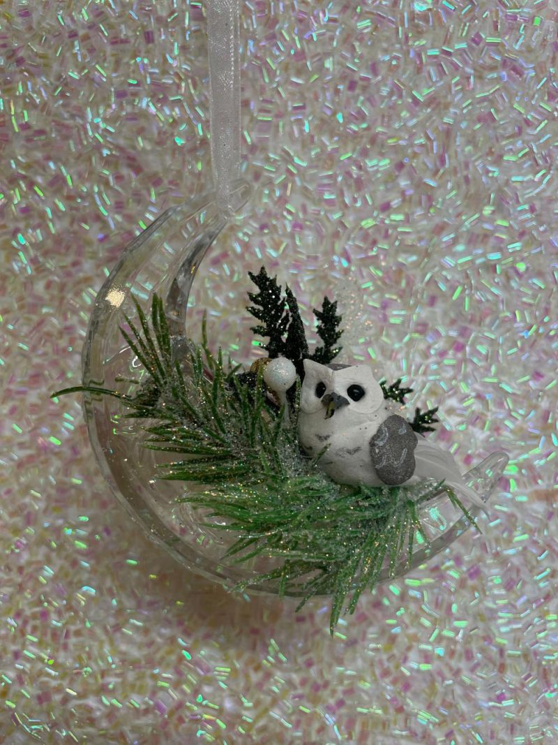 Christmas Tree Décor |  Crystal Crescent Moon Owl Ornament Christmas Décor Christmas Tree Décor