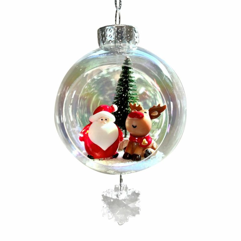 Christmas Tree Décor |  Fat Santa & Rudolph Plastic Ornament With Magnetic Crystal 3" X 7" Christmas Décor Christmas Tree Décor