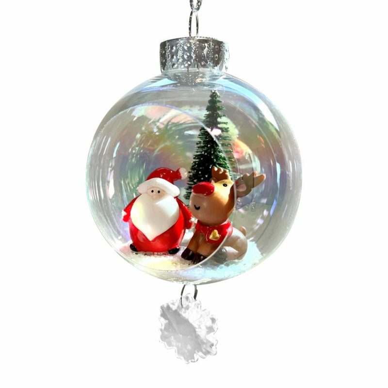 Christmas Tree Décor |  Fat Santa & Rudolph Plastic Ornament With Magnetic Crystal 3" X 7" Christmas Décor Christmas Tree Décor