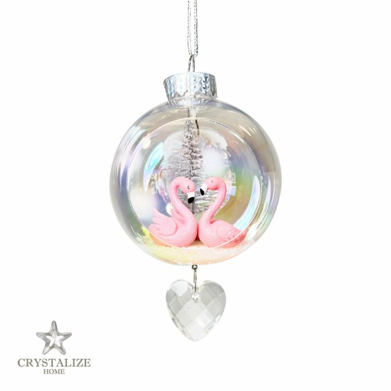 Christmas Tree Décor |  Flamingo Love Plastic Ornament With Magnetic Crystal 3" X 7" Christmas Décor Christmas Tree Décor