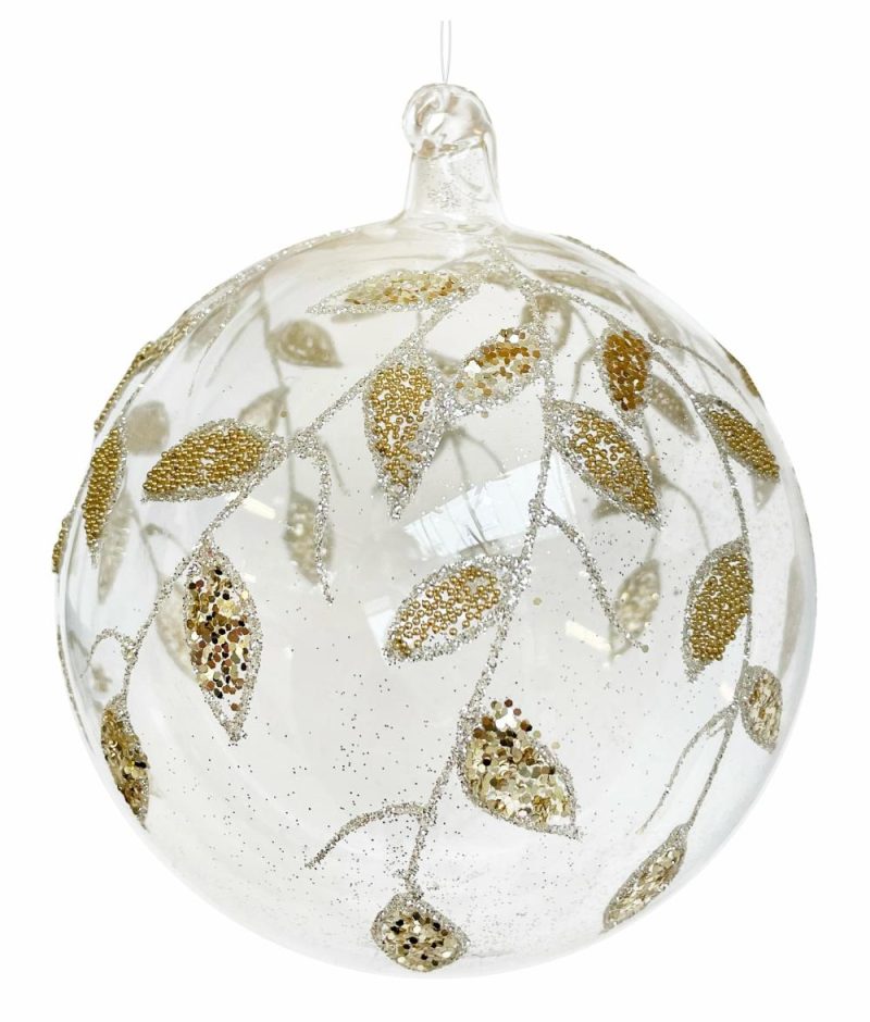 Christmas Tree Décor |  Glass Ball Clear Gold Beads & Glitter De Christmas Décor Christmas Tree Décor