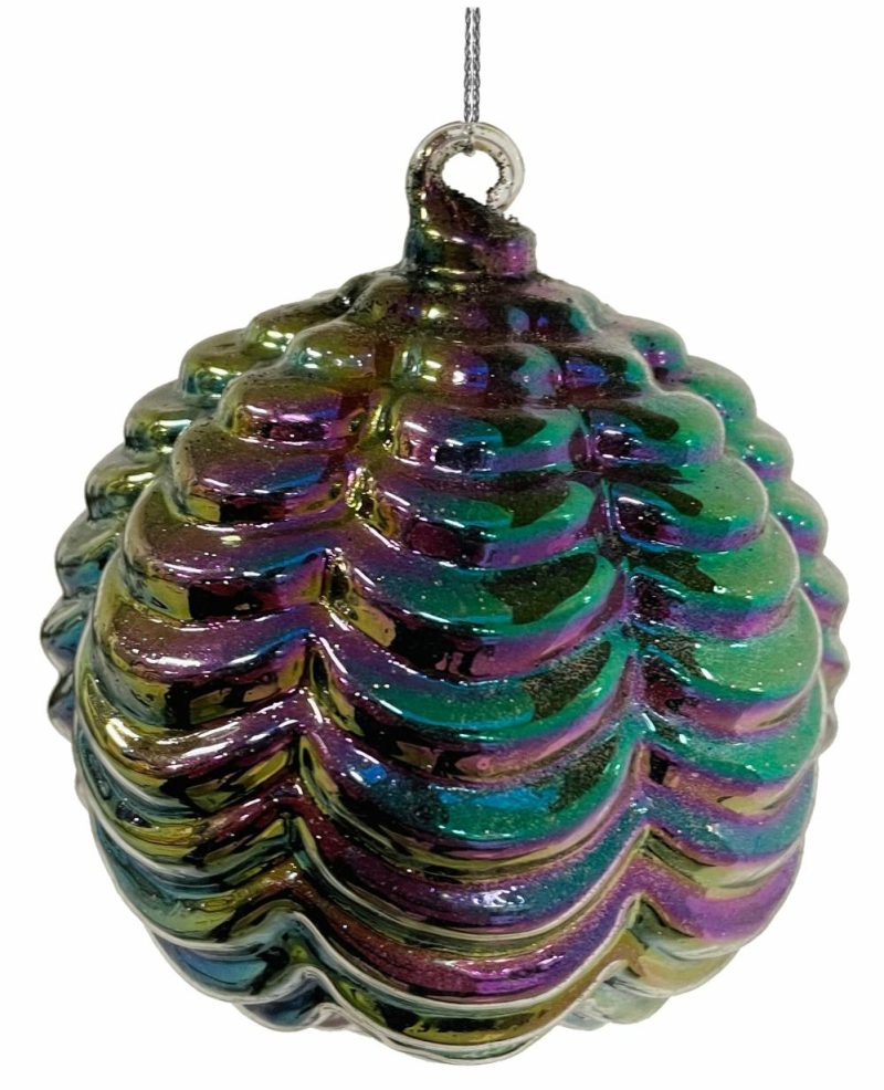 Christmas Tree Décor |  Glass Ball Frilled Purple Lustered 10Cm Christmas Décor Christmas Tree Décor