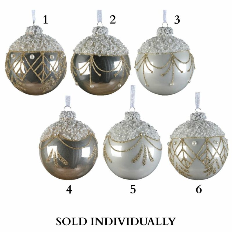 Christmas Tree Décor |  Glass Ornaments, Enamel, Silver, Glitter, Spangles, Beads, Pearls 8Cm (6 Styles – Sold Individually) Christmas Décor Christmas Tree Décor