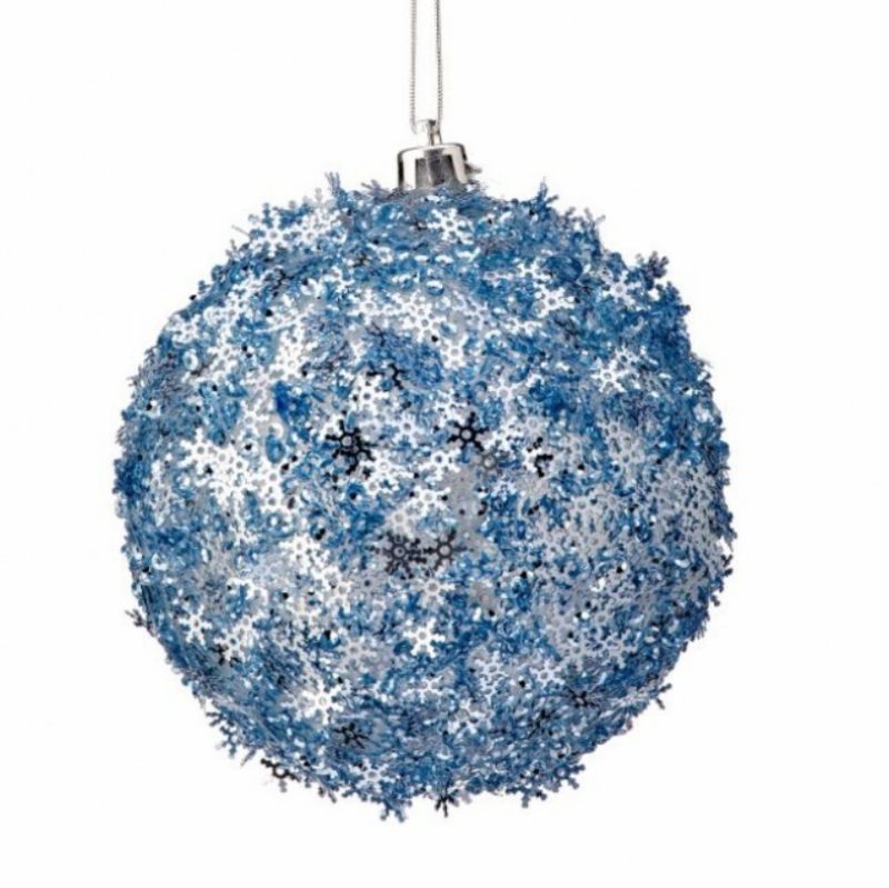 Christmas Tree Décor |  Metallic Snowflake Ball Ornament, 4" (Aqua) Christmas Décor Christmas Tree Décor