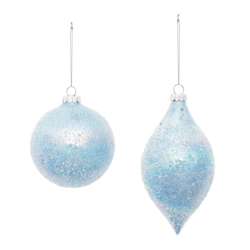 Christmas Tree Décor |  Ornament (2 Styles – Sold Individually) 4"D, 6"H Glass Christmas Décor 1 - Ball