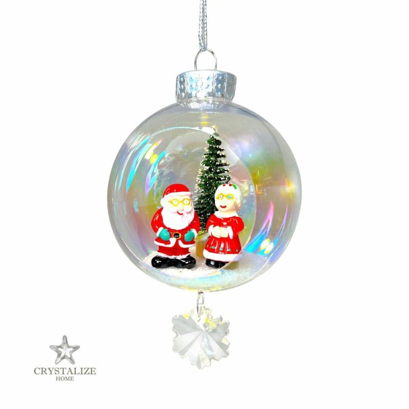 Christmas Tree Décor |  Santa & Mrs. Claus Plastic Ornament With Magnetic Crystal 3" X 7" Christmas Décor Christmas Tree Décor