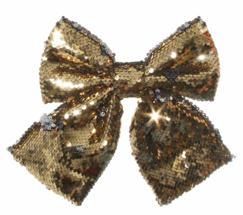 Christmas Tree Décor |  Sequin Bow With Clip Gold-Silver 2022Cm Christmas Décor Christmas Tree Décor