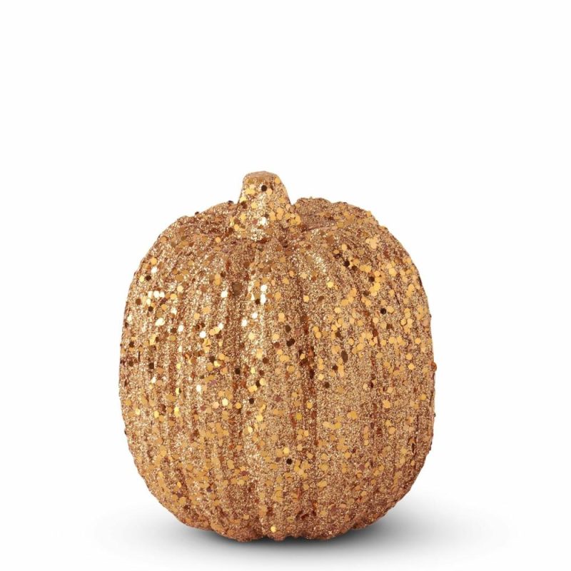 Fall & Harvest Décor |  Orange Glitter &  Sequin Pumpkin, 6" Fall / Halloween Fall & Harvest Décor