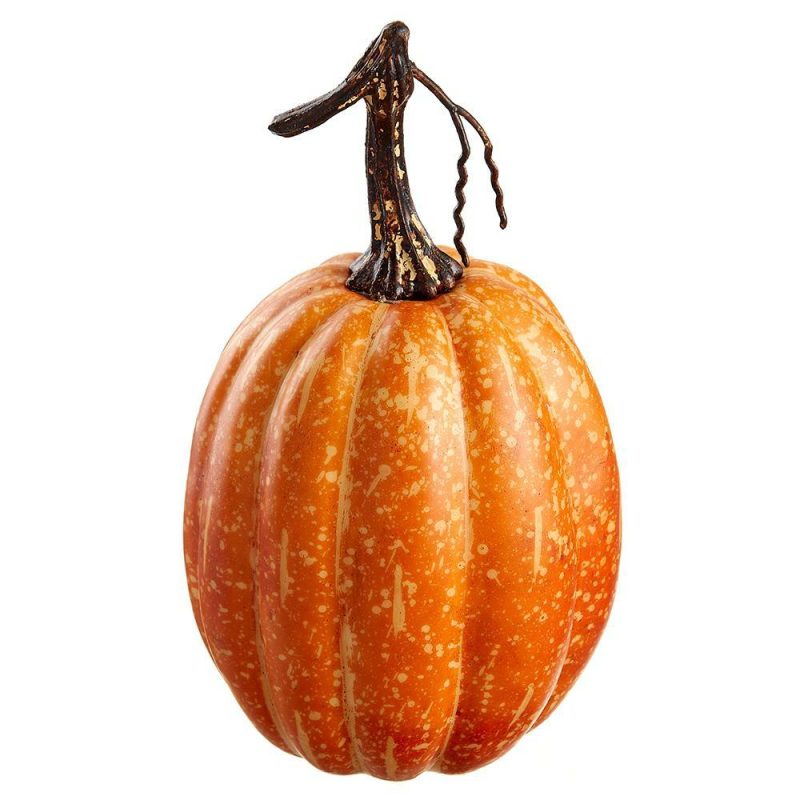 Fall & Harvest Décor |  Orange Pumpkin , 7"H X 4"D Fall / Halloween Fall & Harvest Décor