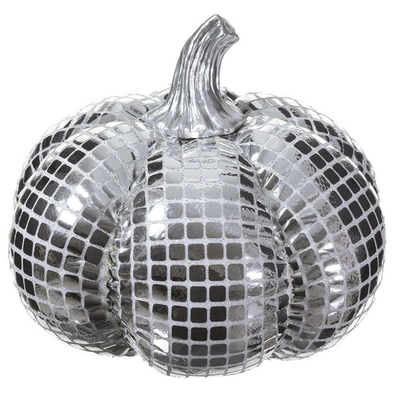 Fall & Harvest Décor |  Silver Pumpkin, 6"H X 7"D Fall / Halloween Fall & Harvest Décor