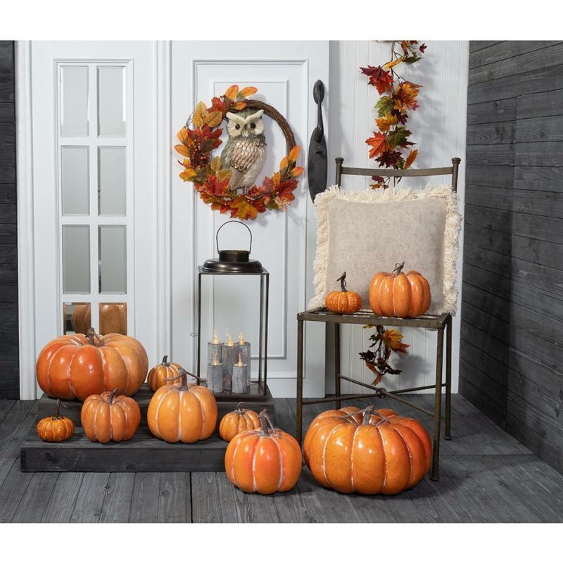 Fall & Harvest Décor |  Orange Pumpkin, 6.25"H X 7"D Fall / Halloween Fall & Harvest Décor