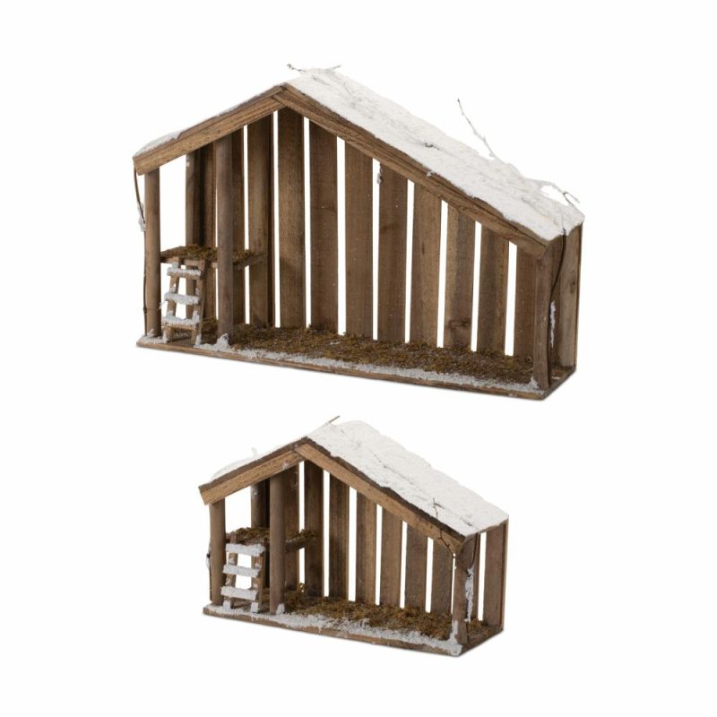 Figurines |  Creche – Wood (Set Of 2) 15.5"L X 6"W X 10.5"H & 24"L X 6.75"W X 16"H Christmas Décor Figurines