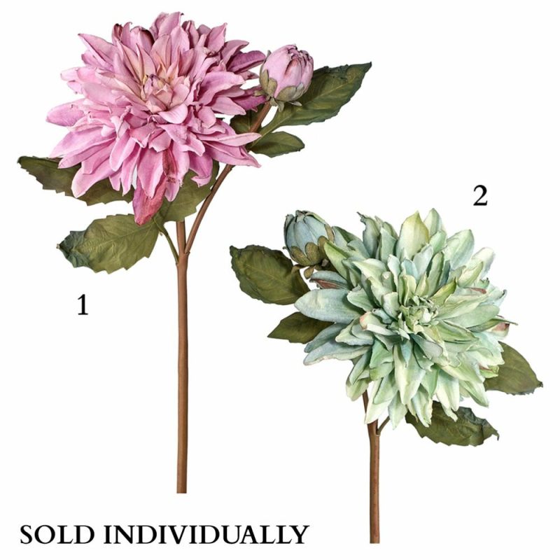 Greenery |  21" Just Dried Dahlia & Bud Spray (Sold Individually) Christmas Décor 1 - Pink