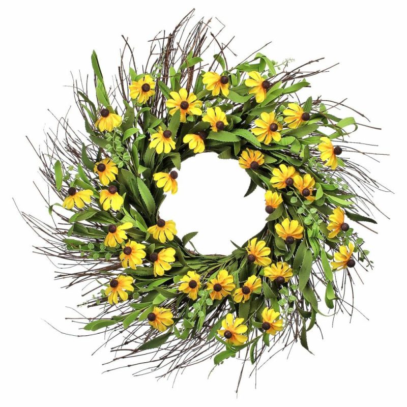 Greenery |  Black Eye Susan Wreath 24" Christmas Décor Greenery