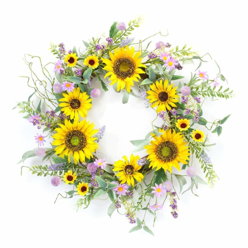 Greenery |  Mixed Sunflower Wreath 19.25"D Christmas Décor Greenery