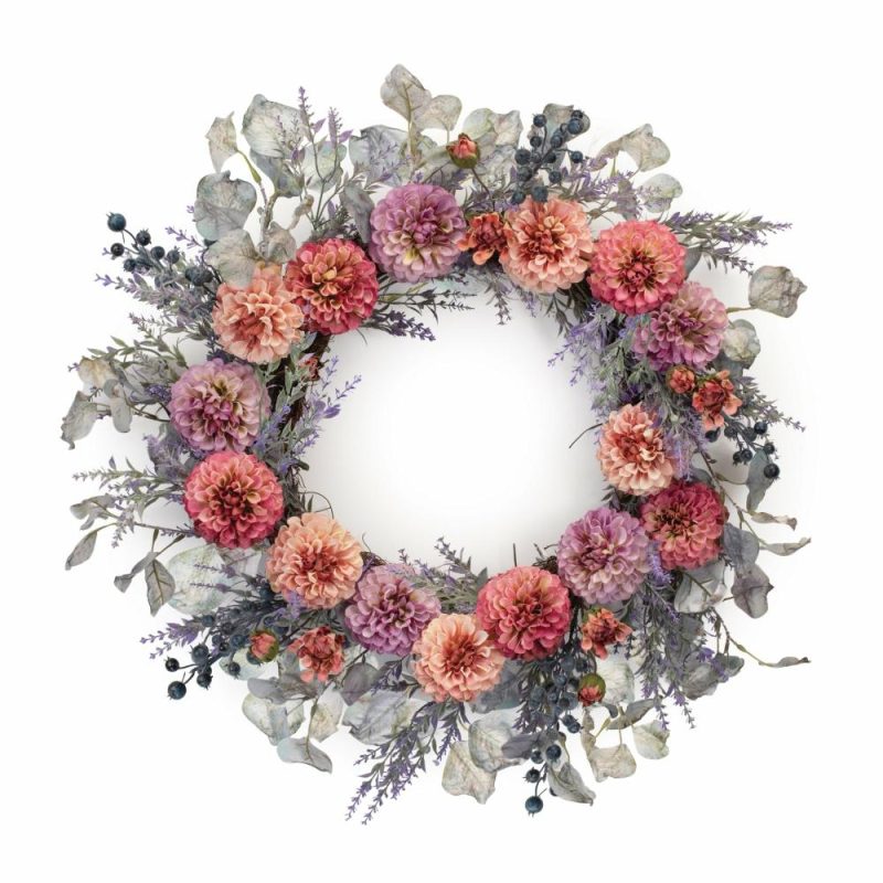 Greenery |  Mixed Zinnia Wreath 24"D Christmas Décor Greenery