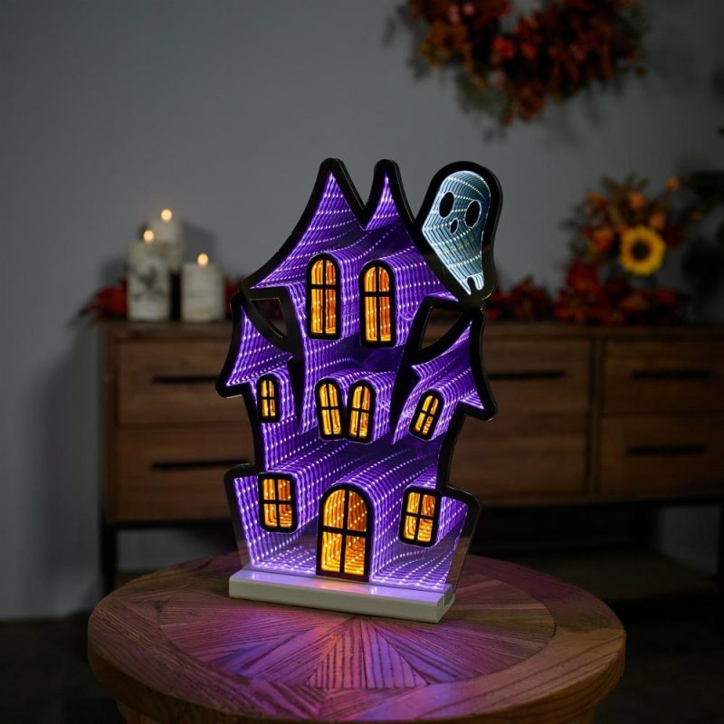 Halloween Décor |  Haunted House W/Ghost Infinity Light 16"H Acrylic W/Ul Plug Fall / Halloween Halloween Décor