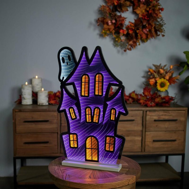 Halloween Décor |  Haunted House W/Ghost Infinity Light 23.5"H Acrylic W/Ul Plug Fall / Halloween Halloween Décor