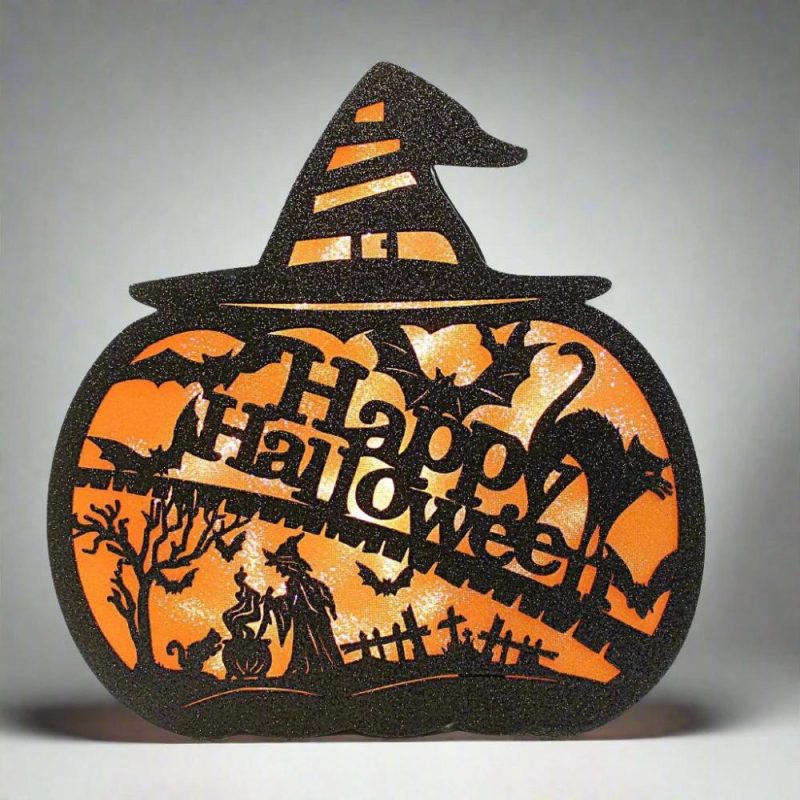 Halloween Décor |  Lighted Happy Halloween Pumpkin Figure, 13" Fall / Halloween Halloween Décor