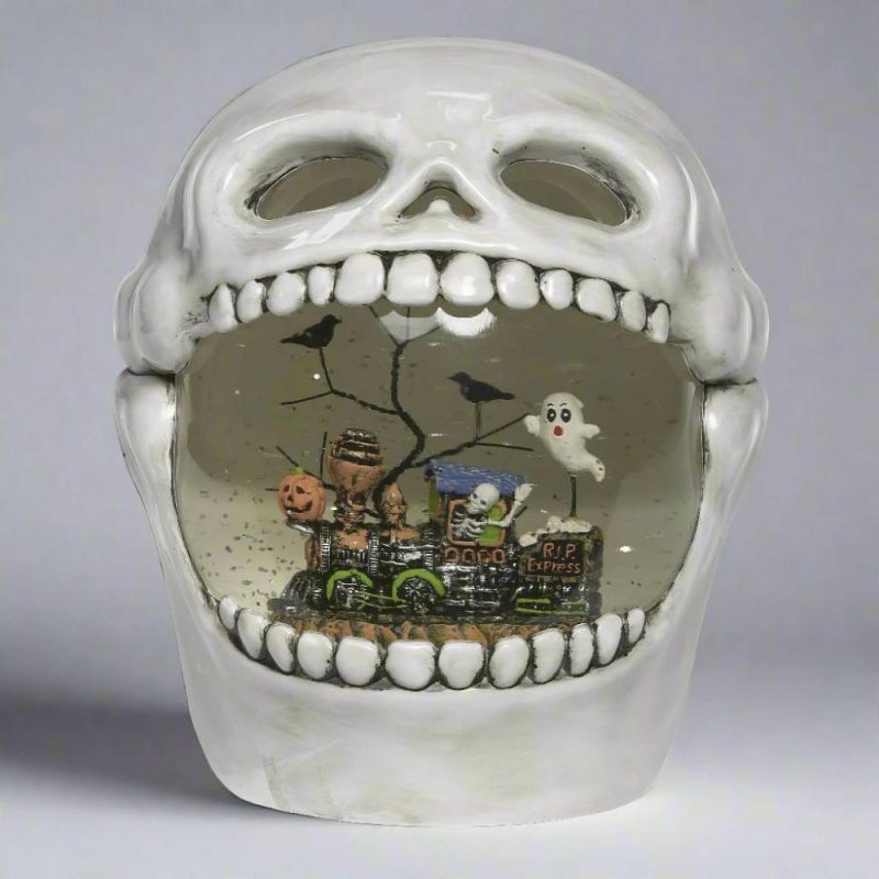 Halloween Décor |  Lighted Skull Swirl Snow Globe, Halloween Train Scene, 7.25" Fall / Halloween Halloween Décor