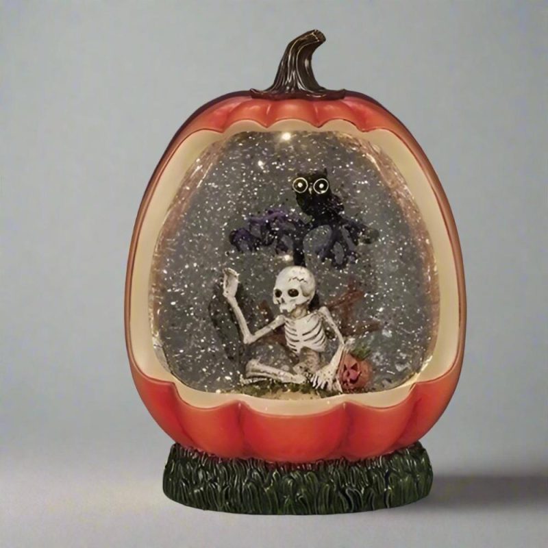 Halloween Décor |  Lighted Swirl Pumpkin Shape Snow Globe, Halloween Scene, 8.25" Fall / Halloween Halloween Décor