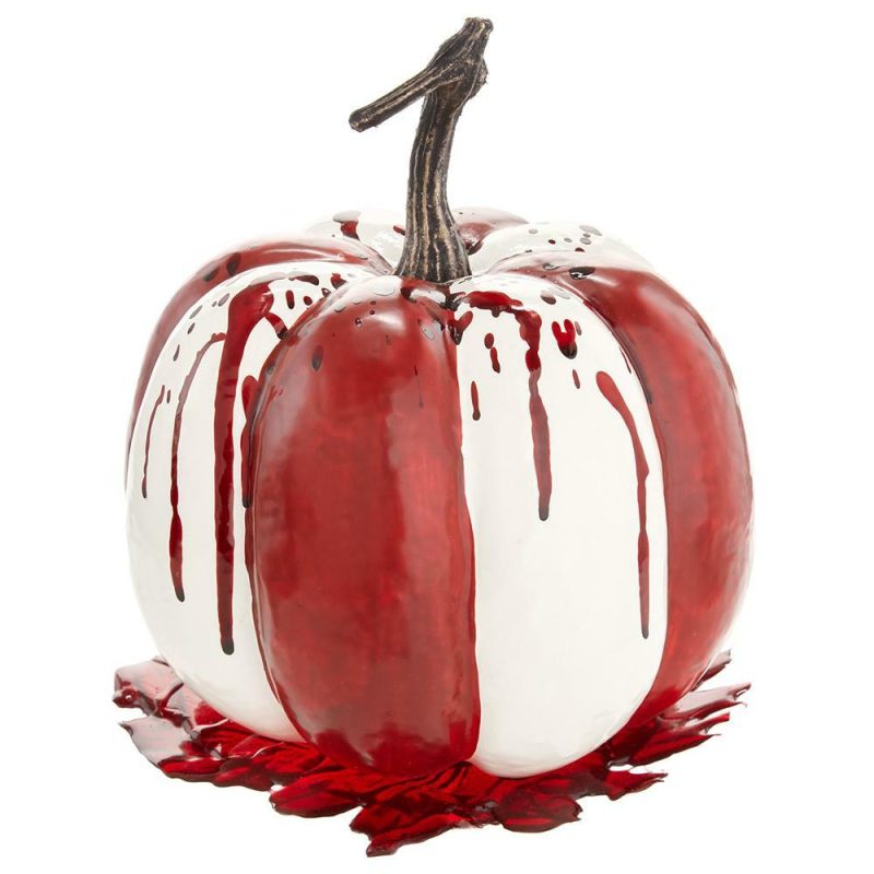 Halloween Décor |  Red & White Pumpkin, 7.5"H X 6.25"D Fall / Halloween Halloween Décor