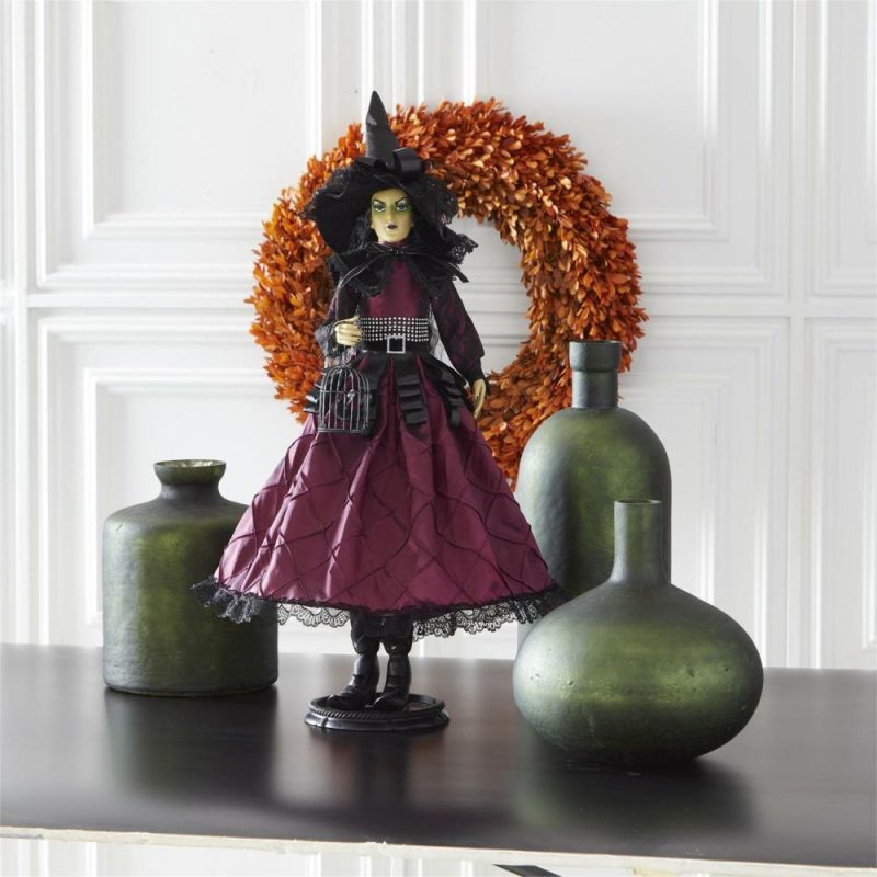 Halloween Décor |  Samantha Witch W/Iridescent Purple Dress, 32" Fall / Halloween Halloween Décor