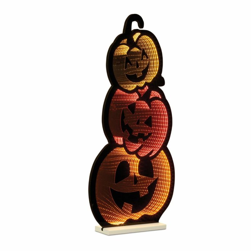 Halloween Décor |  Triple Jack-O-Lantern Infinity Light 35.5"H Acrylic W/Ul Plug Fall / Halloween Halloween Décor