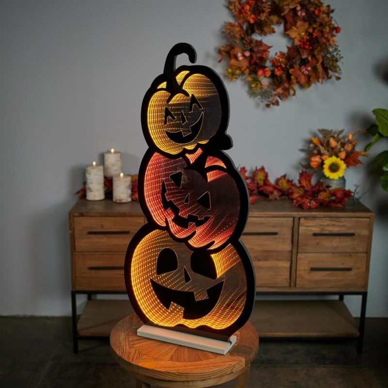 Halloween Décor |  Triple Jack-O-Lantern Infinity Light 35.5"H Acrylic W/Ul Plug Fall / Halloween Halloween Décor