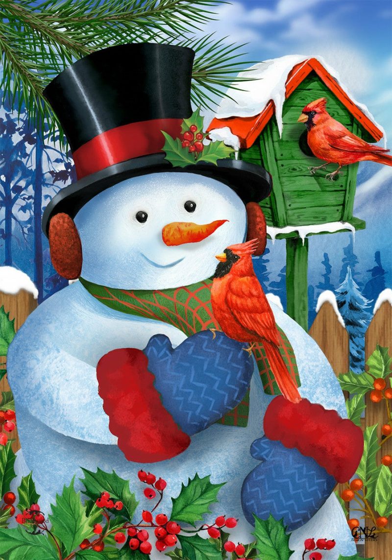 Home Décor |  Snowman And Cardinals Winter Garden Flag (Stand Not Included) Christmas Décor Home Décor