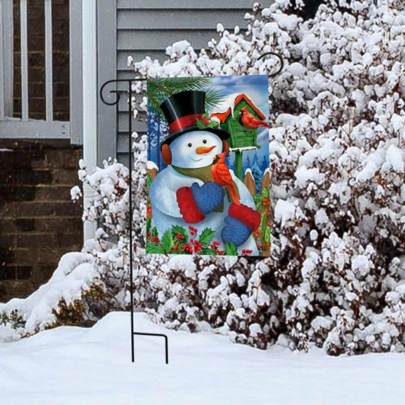 Home Décor |  Snowman And Cardinals Winter Garden Flag (Stand Not Included) Christmas Décor Home Décor