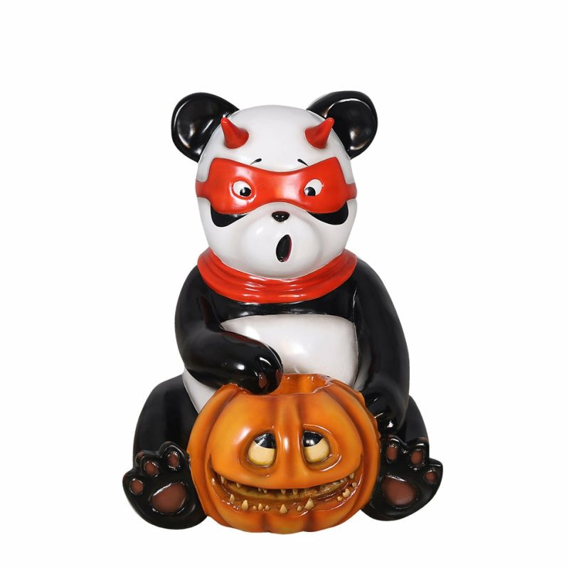 Large Halloween Décor |  Evil Panda Holding Spooky Pumpkin Fall / Halloween Large Halloween Décor