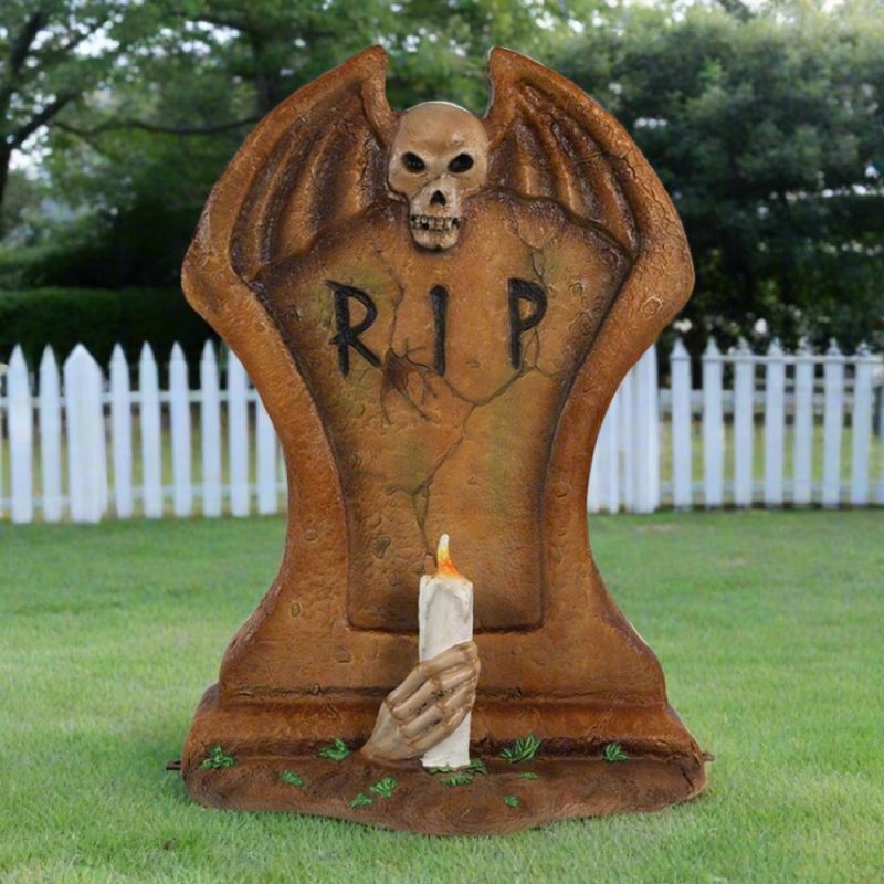 Large Halloween Décor |  Gravestone With A Candle Fall / Halloween Large Halloween Décor